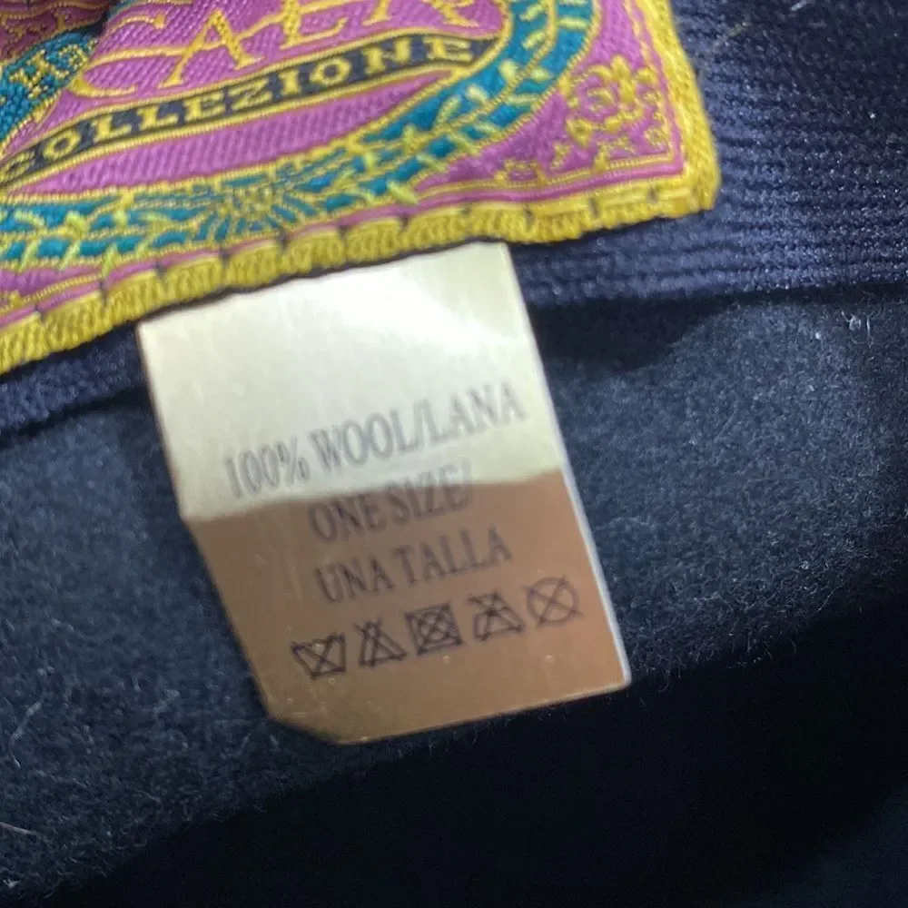 Scala Collezione Black 100% Wool Floral Detail Hat